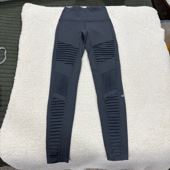 ALO Yoga Pants - Alo Yoga High Waist Moto Legging Size XS Anthracite Grey Paneled Stretch